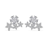 Dylam Zierlicher Modeschmuck Neujahr Weihnachten Festliche Damen Mädchen 5A Kubisches Zirkonia Feine Cluster-Blumen-Ohrstecker