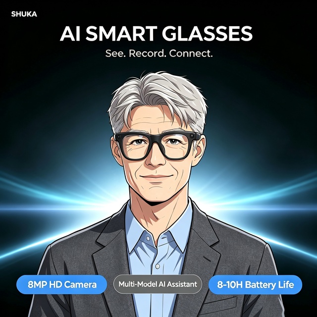 Premium AI Smart Glasses Wholesale Price AI Voice Assistant 290mAh Battery Photo Translation Wireless Bluetooth Smart Glasses
