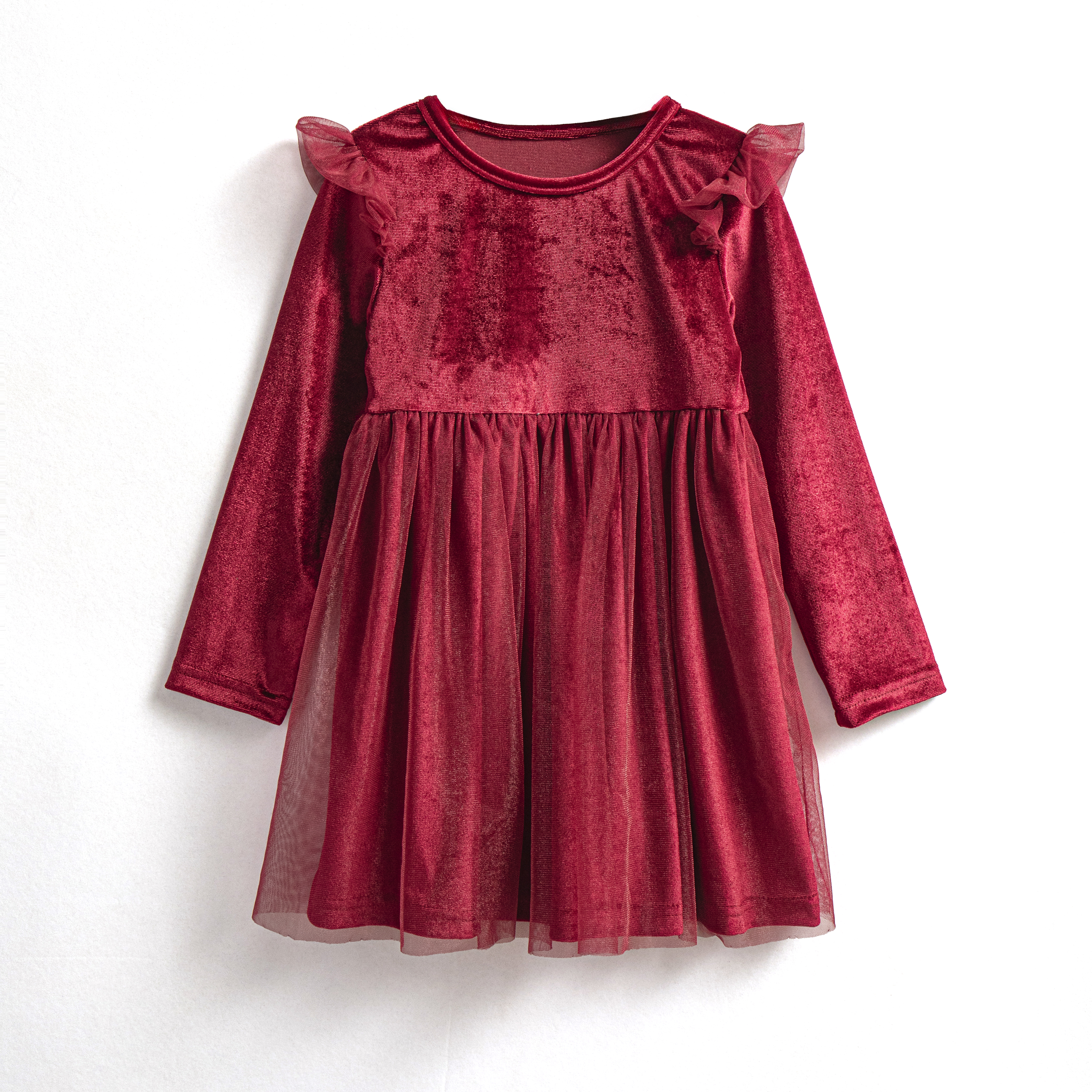 Velvet Burgundy Girls Party Dress 4 Colors Holiday Christmas