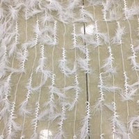 Nouvelle arrivée, dentelle blanche douce en tissu plumeux, dentelle brodée, broderie de plumes, tissu en tulle pour robe de mariée