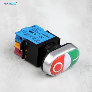 Double Push 22mm Double Button Two-Position Reset Button Switch with LED Push 24V
