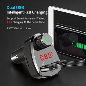 Allume-cigare portable pour voiture, kit de charge rapide PD, double USB, chargeur de téléphone mains libres, lecteur MP3 BT5.0, émetteur FM sans fil 10m - Product Image 2