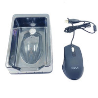 Plateau en PVC transparent noir pour souris optique filaire USB 2.0, base et couvercle en plastique pour souris de jeu plate pour ordinateur