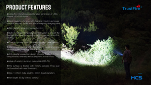 TrustFire Đèn Pin Từ Tính MC5 Đèn Pin Từ Tính Siêu Sáng Mạnh <span class=keywords><strong>3300</strong></span> <span class=keywords><strong>Lumens</strong></span> Để Đi Bộ Đường Dài - Product Image 4