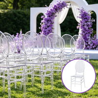 Chaise de mariage de luxe en PMMA, design moderne, empilable, durable, utilisation intérieure/extérieure, étanche, portable, démontable pour événements