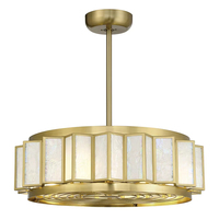 Ventilateur de plafond moderne de haute qualité à lame en acier doré et à gradation pour villa, maison, salon, lampes suspendues