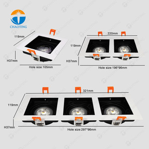 Duy nhất Đôi Ba đầu xuống ánh sáng nhà ở Spotlight đồ đạc vuông khung MR16 GU10 lõm Trần <span class=keywords><strong>Led</strong></span> Downlight giá rẻ giá - Product Image 6