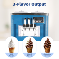 Machine à glace molle mobile 18-25 L/h 3 saveurs Nettoyage automatique Stable à 40°C CE 110V 220V