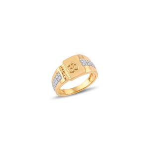 Bague Cocktail Homme Moderne en Or 18K, Motif Om, Sertie de Diamants Pavés, Bijou de Luxe pour Fiançailles, Mariage, Fêtes et Usage Quotidien - Product Image 2