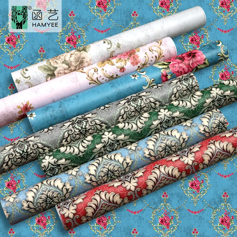 Hamyee floral self adhesive wallpapers wall paper roll flower online wall stickers 3d home decor stickers