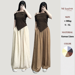 Women Korean Style Velvet Yarn Dyed <b>Lace</b> Wide Leg Pants <b>Elastic</b> Waist Drawstring Summer Casual OEM - Product Image 5