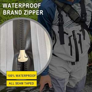 Hommes pêche à la mouche respirant Ripstop bas botte pied pêche chasse <span class=keywords><strong>cuissardes</strong></span> léger gris T fermeture éclair poitrine Wader - Product Image 5