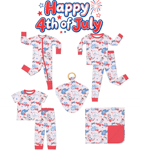 Set <span class=keywords><strong>di</strong></span> Vestiti per Neonati 0-3 Mesi, 95% Viscosa <span class=keywords><strong>di</strong></span> Bambù 5% Spandex, Pigiami Stampati per Bambini a Tema Quarto <span class=keywords><strong>di</strong></span> <span class=keywords><strong>Luglio</strong></span> - Product Image 1
