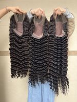Perruques en cheveux humains ondulés profonds sans colle pour femmes noires, cheveux vierges bruts alignés avec les cuticules, perruque frontale transparente 13x4