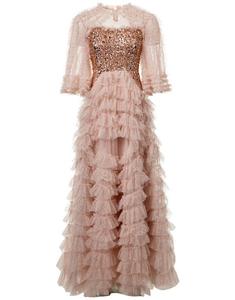 מסיבת ערב מרופפת ערב 2025 נשים קיץ מהודר רקמה flflare שרוול סקסי רשת טולה סקסי טולה רשת שרוולים ארוכים אדום 4xl - Product Image 1