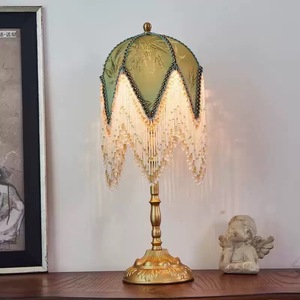 American Retro French Style Tassel Table Lamp E27 LED 220V Eye Caring Living Room Bedroom Bedside <b>Lighting</b> - Product Image 2
