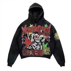 Sudadera con Capucha Negra para Hombre de Yourkung Studio, con Estampado de Máscara de Gas, Corte Regular, Estilo Urbano, Tejido de Algodón, Servicio OEM, Ropa de Invierno - Product Image 4