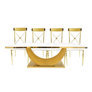 Table à gâteau de mariage moderne en verre cadre en acier inoxydable tables événementielles de mariage en or de luxe - Product Image 2