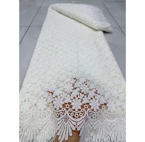 Dentelle Guipure en Voile de Coton Brodé, Textile Écologique, 5 Yards, Tissu Français de Haute Qualité pour Robe de Soirée, <span class=keywords><strong>Marque</strong></span> TopLace, Excellent - Product Image 1