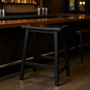 Taburete de Bar Satori de 24 Pulgadas con Asiento Acolchado Moderno y Resistente en Color Negro para Uso Comercial - Product Image 2