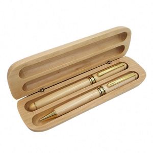 Ensemble cadeau élégant en bois d'érable et métal avec cartouches d'encre - Stylo promotionnel de luxe pour entreprises - Product Image 4
