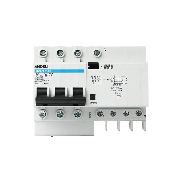 ANDELI DZ47LE-63 3P 3 Phase Mini Earth Leakage Circuit Breaker ELCB