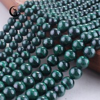Perles de malachite Zhe Ying 6 mm 8 mm 10 mm, niveau 2, pierres naturelles pour la fabrication de bracelets
