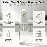 Pulvérisateur d'huile en verre pour cuisine, flacon distributeur d'huile d'olive avec poignée antidérapante pour la cuisson, la friture, le barbecue et la pâtisserie
