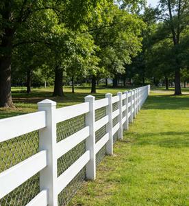 Clôture pour chevaux en PVC <span class=keywords><strong>blanc</strong></span> à 3 rails, revêtement poudré, 6,5 pieds, facile à assembler pour ferme et ranch - Product Image 3