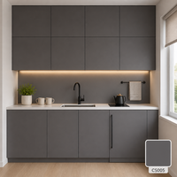 Panel Dinding WPC Interior Cladding 9mm Abu-abu Grafit Polos Matte Grosir untuk Hotel Villa Kantor Studio