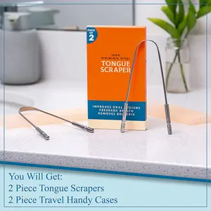 Custom Wholesale U Shape Mini Copper Tongue Cleaner Adults Kids Oral Hygienic Stainless Steel Tongue Scraper Set