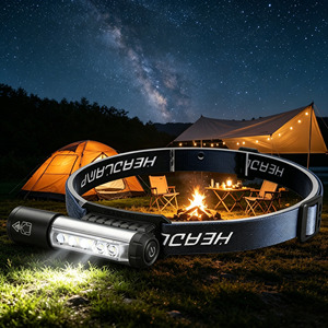Lampe frontale magnétique rechargeable USB en aluminium avec zoom, lampe torche à clip stylo, éclairage multifonctionnel pour course en extérieur, pêche, portable, LED COB - Product Image 2