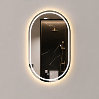Miroir LED ovale intelligent anti-buée personnalisé par le fabricant, écran tactile, gradation 3 couleurs, Bluetooth, pour salon et hôtel