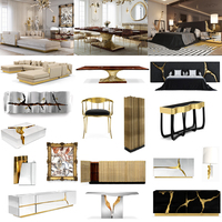 Console d'entrée au design moderne, table console sur mesure pour hall d'entrée, base dorée, mobilier de luxe pour villa, meubles de couloir de villa