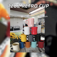 Taza de Café de Porcelana Retro Clásica de 12 oz para Exportación Global, con Diseño de Dibujos Animados, Apta para Lavavajillas y Microondas, en Caja de Color
