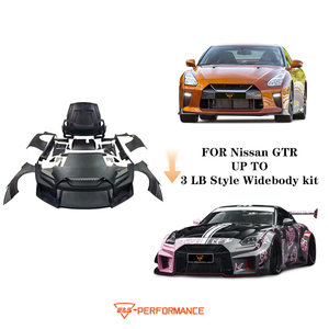 Accessoires automobiles européens : Kit carrosserie en fibre de verre (pare-chocs avant, pare-chocs arrière, capot) pour GTR, mise à niveau vers le kit de style large LB de troisième génération - Product Image 1