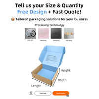 Boîte d'expédition en carton ondulé bleu à l'extérieur et papier PPWR à l'intérieur, personnalisable avec logo, écologique, vente en gros