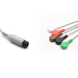 Cable de <span class=keywords><strong>ECG</strong></span> de 3 Derivaciones Comen AAMI Edan Mindray, Cable de EKG AHA de 6 Pines con Conector de Presión - Product Image 3