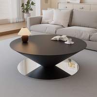 Table basse ronde minimaliste italienne en pierre flottante abstraite avec rangement pour salon et bureau à domicile