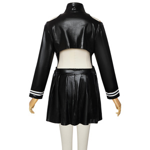 Costume de scène cosplay noir style cuir pour Halloween, personnage d'anime <span class=keywords><strong>Kirishima</strong></span> Toka, haut + jupe - Product Image 2
