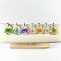 Bijoux bohèmes pendentif en alliage de cristal amour coeur collier jaune fleur séchée pendentif acrylique collier géométrique
