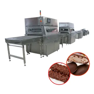 Automatic Chocolate Enrobing Machine With Cooling Tunnel Biscuit Coating Wafer Snack Food Machine