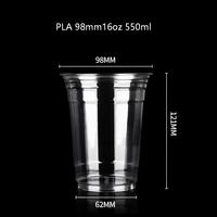 Transparante PLA Cold Cups 12oz 16oz 24oz Compostable bekers voor koude dranken met platte deksels met drinkopening