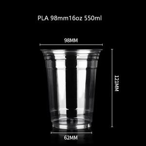 Vasos Fríos Transparentes de PLA de 12oz, 16oz y 24oz, Vasos Compostables para Bebidas con Tapas Planas Tipo Domo para Bebidas Frías - Product Image 6