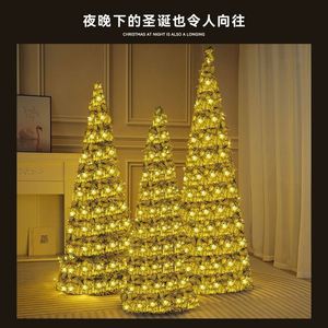 Pre-Lit Foldable <b>Christmas</b> <b>Tree</b> Flocked <b>Lights</b> Decorations Pop-Up Design Festive Holiday Ambiance Ornaments - Product Image 4