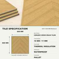 Carrelage en céramique imitation bois 600x600mm, grain de pin, imperméable, isolation thermique pour hôtel, villa, appartement, bureau, immeuble