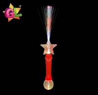 Nouveau produit 2025 jouets les plus populaires baguette à fibres optiques étoiles lumineuses avec jouet en forme de plastique bleu rouge jouets à led