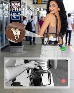 Sac fourre-tout transparent BSCI pour événements sportifs, sac à main transparent en PVC pour femme avec fermeture éclair antivol pour la salle de sport, les concerts et les sports - Product Image 5