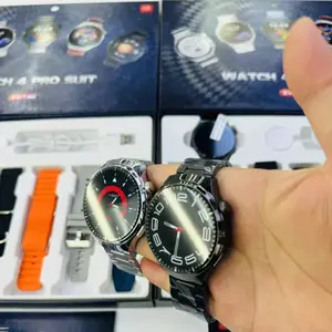 במלאי סט חליפת watch4pro שעון חכם 7 רצועות סט שעון עגול 1.5 אינץ' 4 סט חליפת watch4 pro שעון חכם 7 8 ב-1