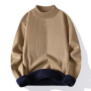 <span class=keywords><strong>Pull</strong></span> chaud pour homme en tissu mélangé polyester, couleur unie, col mi-haut, haute élasticité, style européen et américain, automne-hiver - Product Image 2